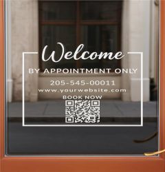 Custom Storefront Window Welcome Sign with QR CODE